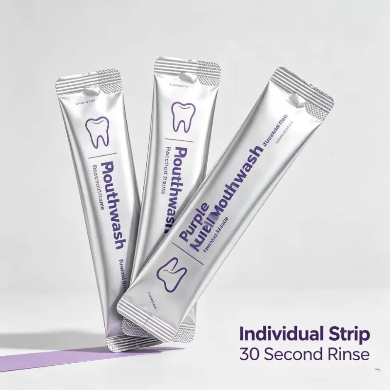 Purple Mouthwash Alcohol Free Fresh Mint Disposable Portable Teeth Whitening Fresher Breath Individual Pack 20 Counts Oral Care