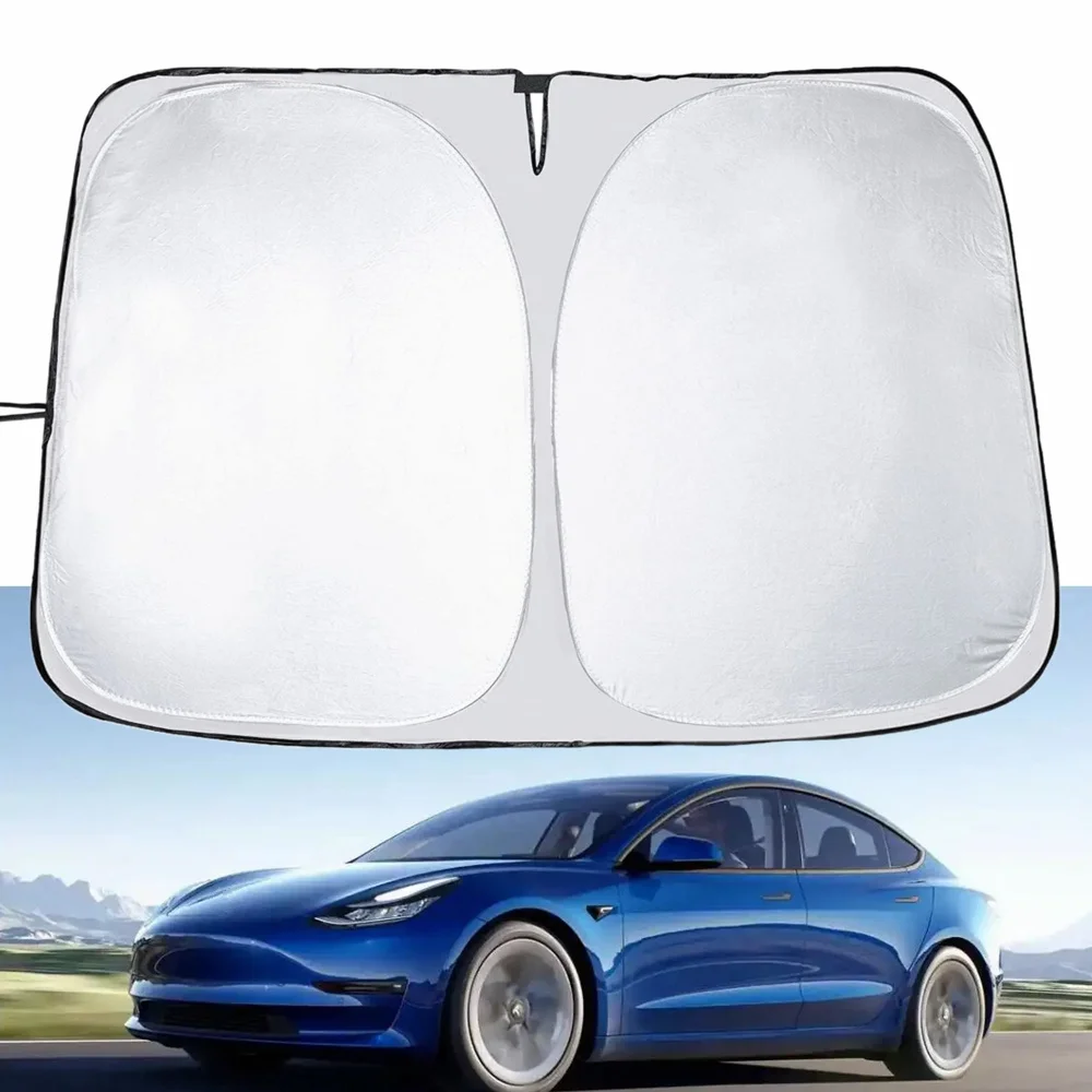 Car Sun Shade Protector Parasol Auto Front Window Sunshade Covers Car Sun Umbrella Cloth for Tesla Model 3/Y 2018-2022