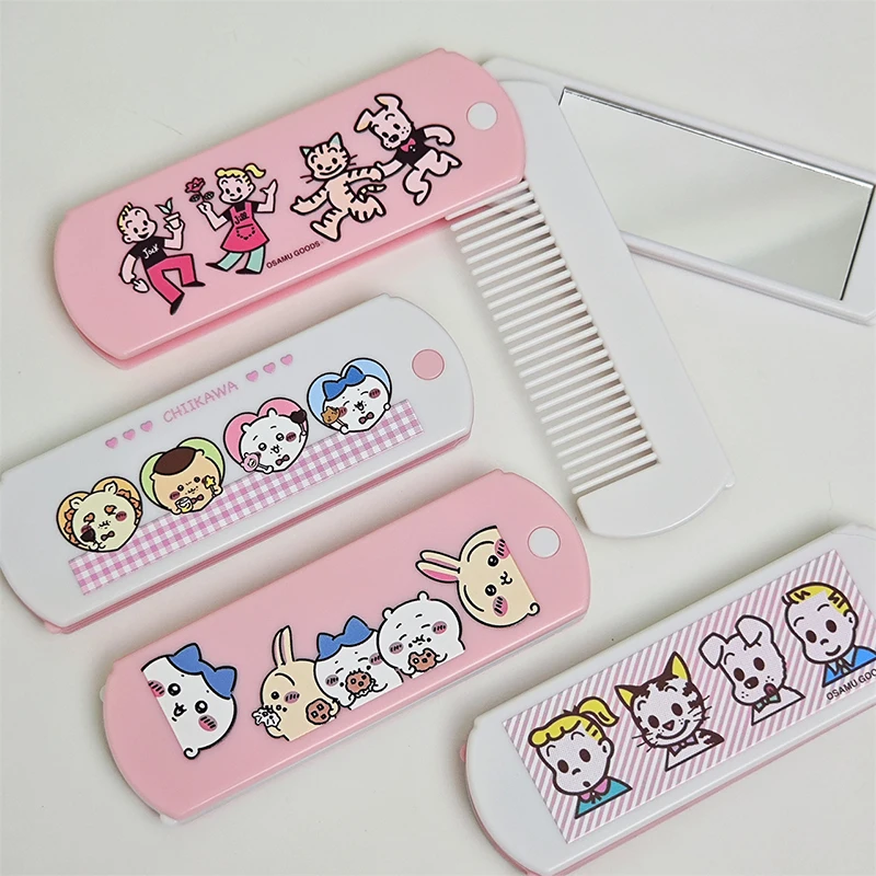 Kawaii Chiikawas Comb Mirror Set Cartoon Anime Student Portable Hairstyle Arrange Maiden Mirror Toys Girls Gifts