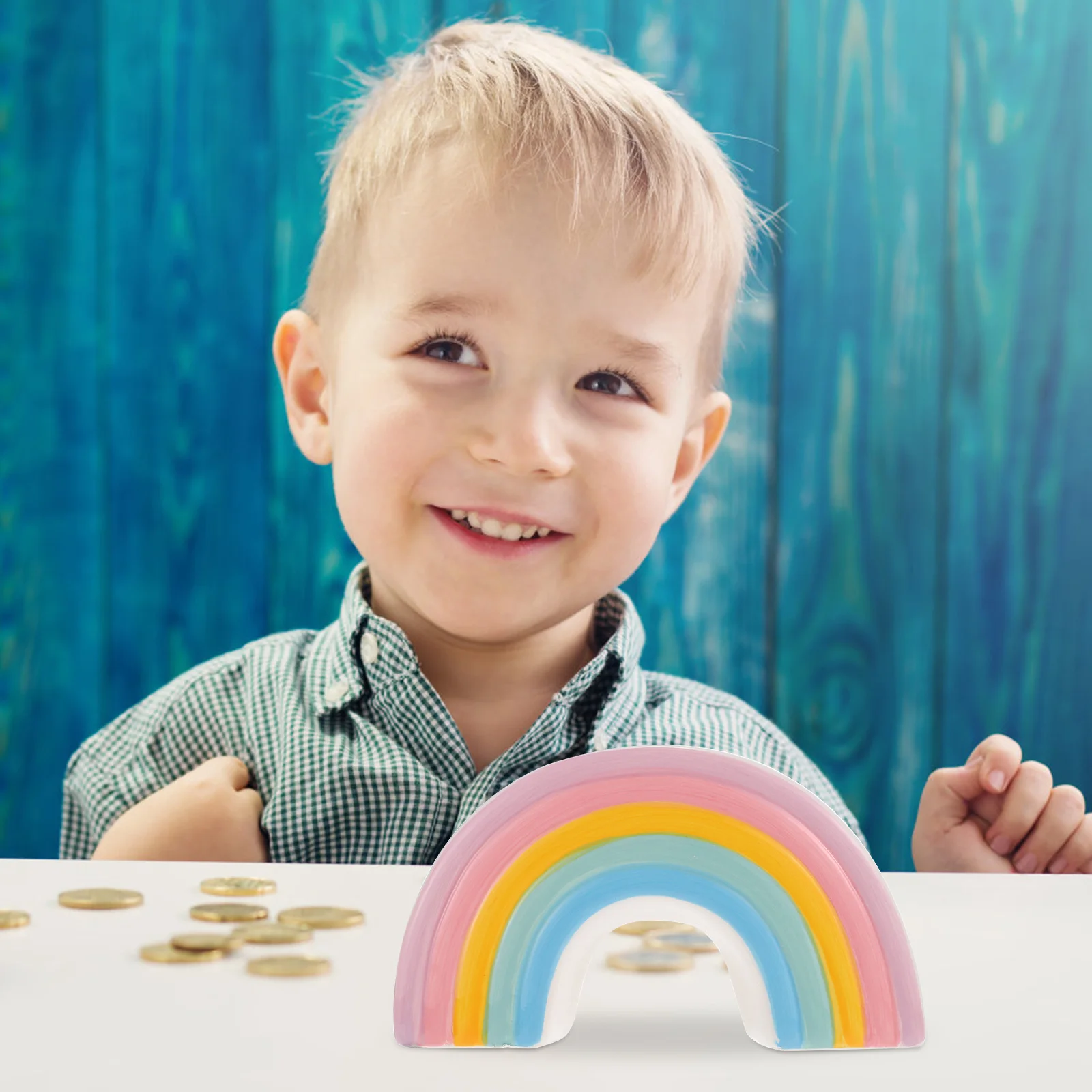 Rainbow Shape Saving Pot Ceramic Coin Bank Adorable Money Box Safe for Kids Exquisite Gift Safe for Kids Ceramic Saving Pot