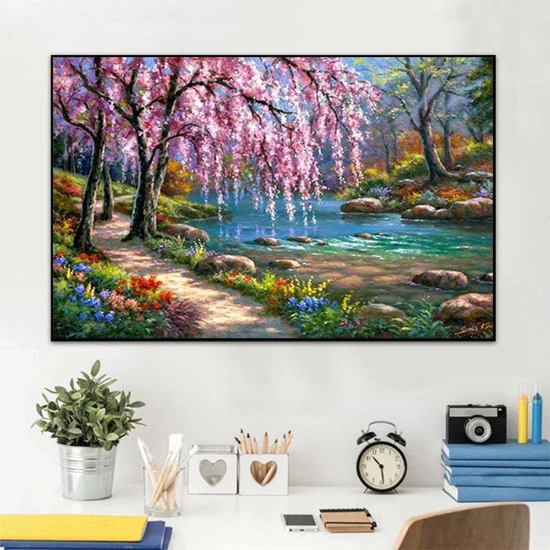 5D Diamond Painting Dreamy Spring Outing DIY Full Diamond Embroidery Restaurant Office Room Home Decor Diamond Cross Stitch Kits