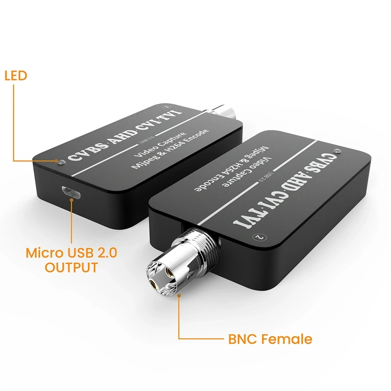 1 Piece LCC261 1080P CVBS To USB Video Capture Card Black H.264 And MJPEG Two Streamer Encoder AHD CVI TVI To USB UVC Capture