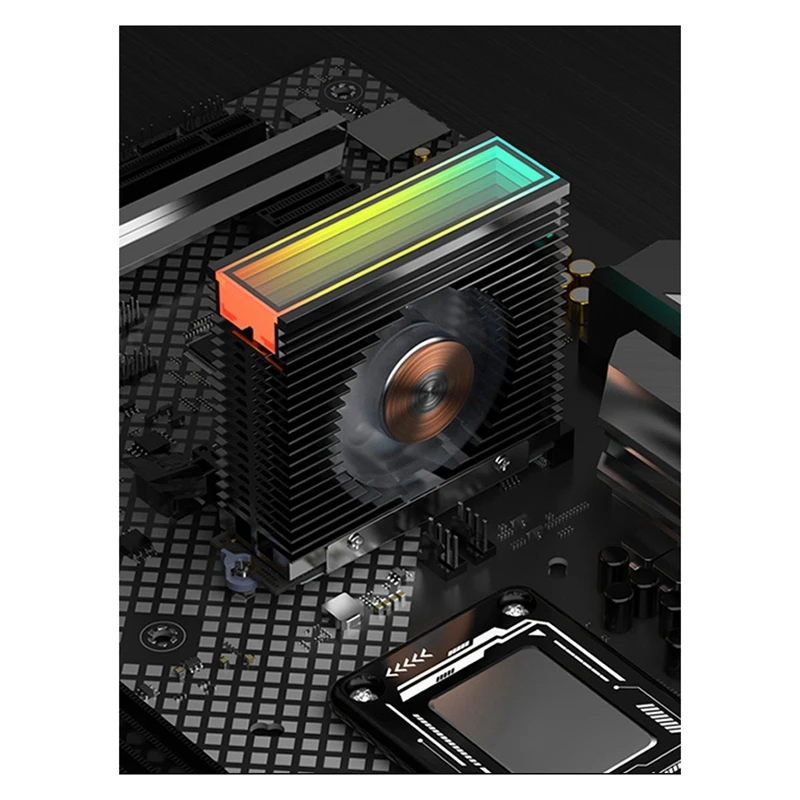 مبرد المبرد SSD S50 M.2 2280 قطع غيار مروحة ARGB Dual PWM ذات المرآة العلوية باللون الأسود