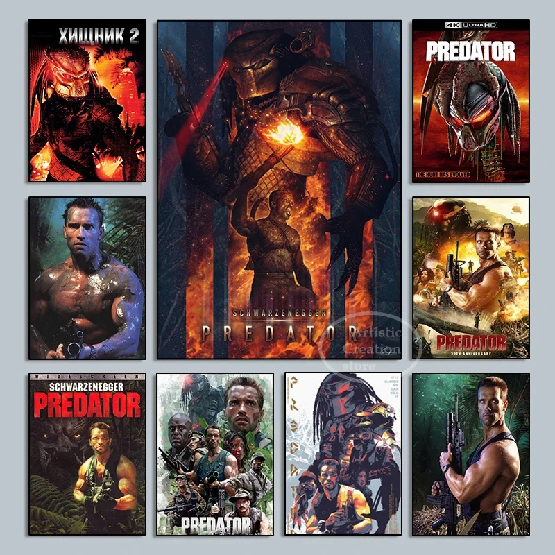 The Predator Poster Horror Movie Canvas Painting and HD Print Arnold Schwarzenegger Monster Pictures for Living Room Home Decor