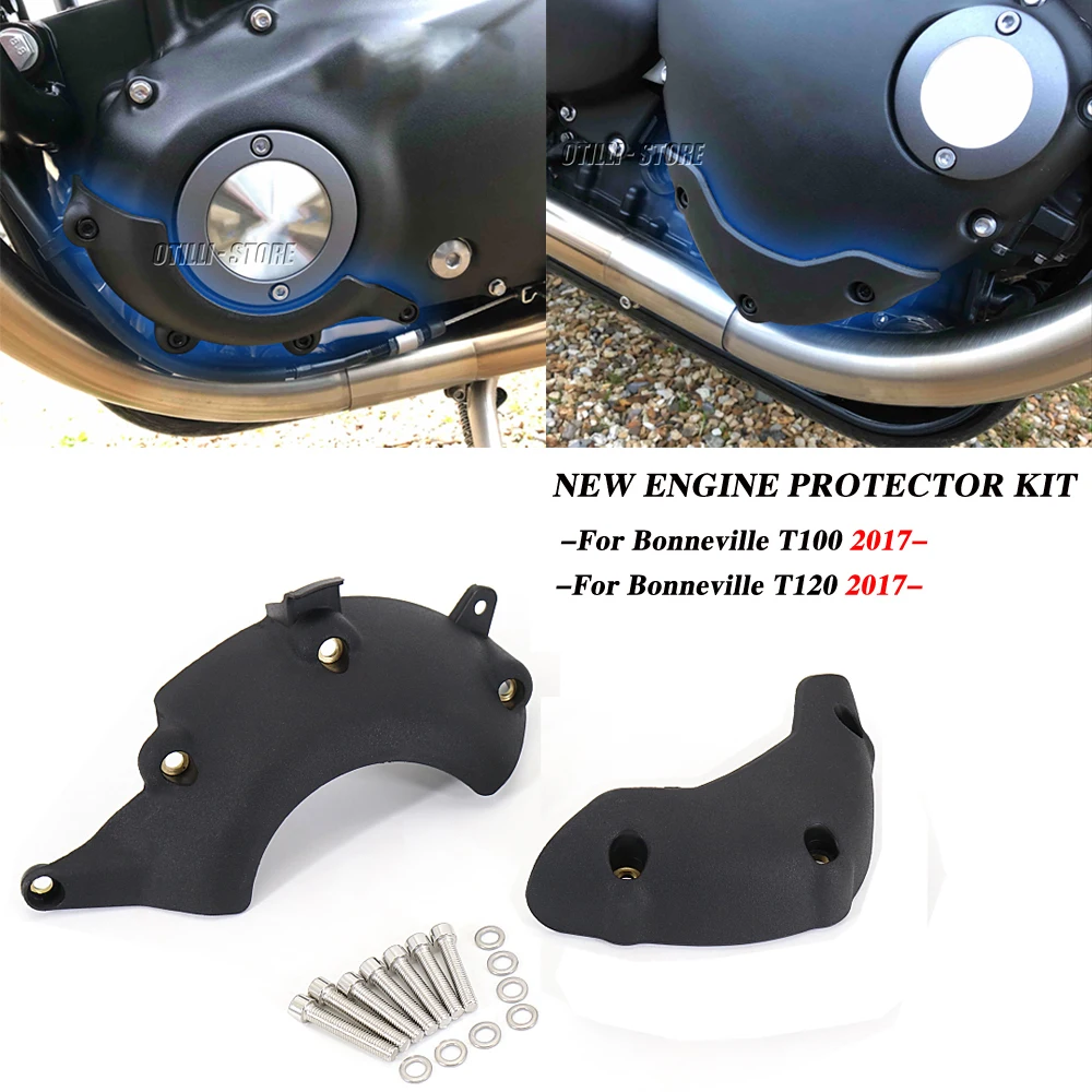 

New For Bonneville T100 Black T120 Engine Guard Protector Crash Pads Sliders Falling Protection Accessories Thruxton RS / 1200