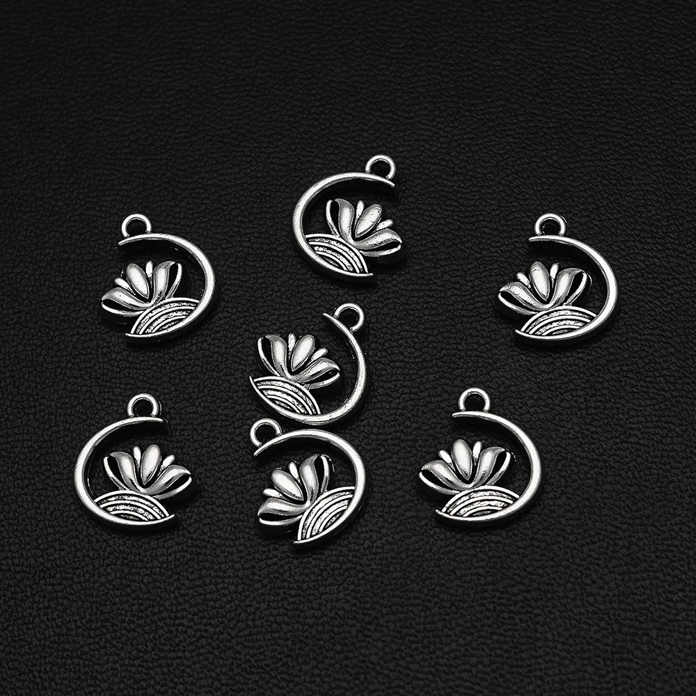30 قطعة/الوحدة-13x11 مللي متر العتيقة الفضة مطلي لوتس زهرة Charms قلادة Diy بها بنفسك صنع المجوهرات العثور على لوازم اكسسوارات