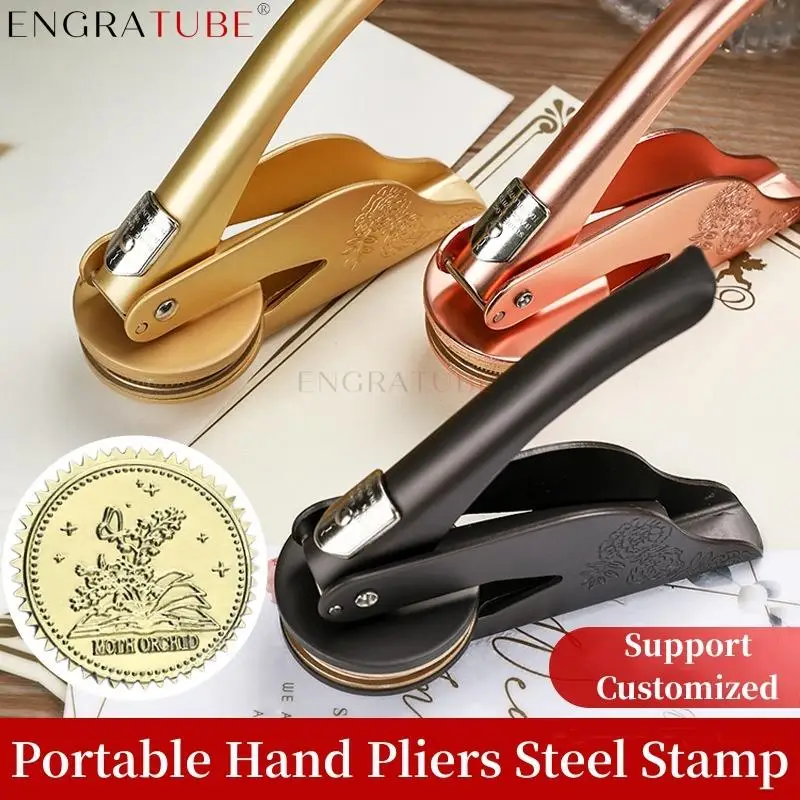 

3D Portable Stainless Steel Hand Pliers Stamp Support Custom Desktop To Map DIY Pattern Embossed Steel Stamp Name Seal Machine