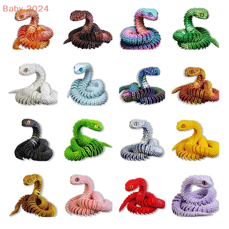 

1Pcs 3D Printed Action Figure Snake Articulated Bush Viper Toy-Dragon Snake Integrated Joint Mobility Statue Ornament Home Decor
