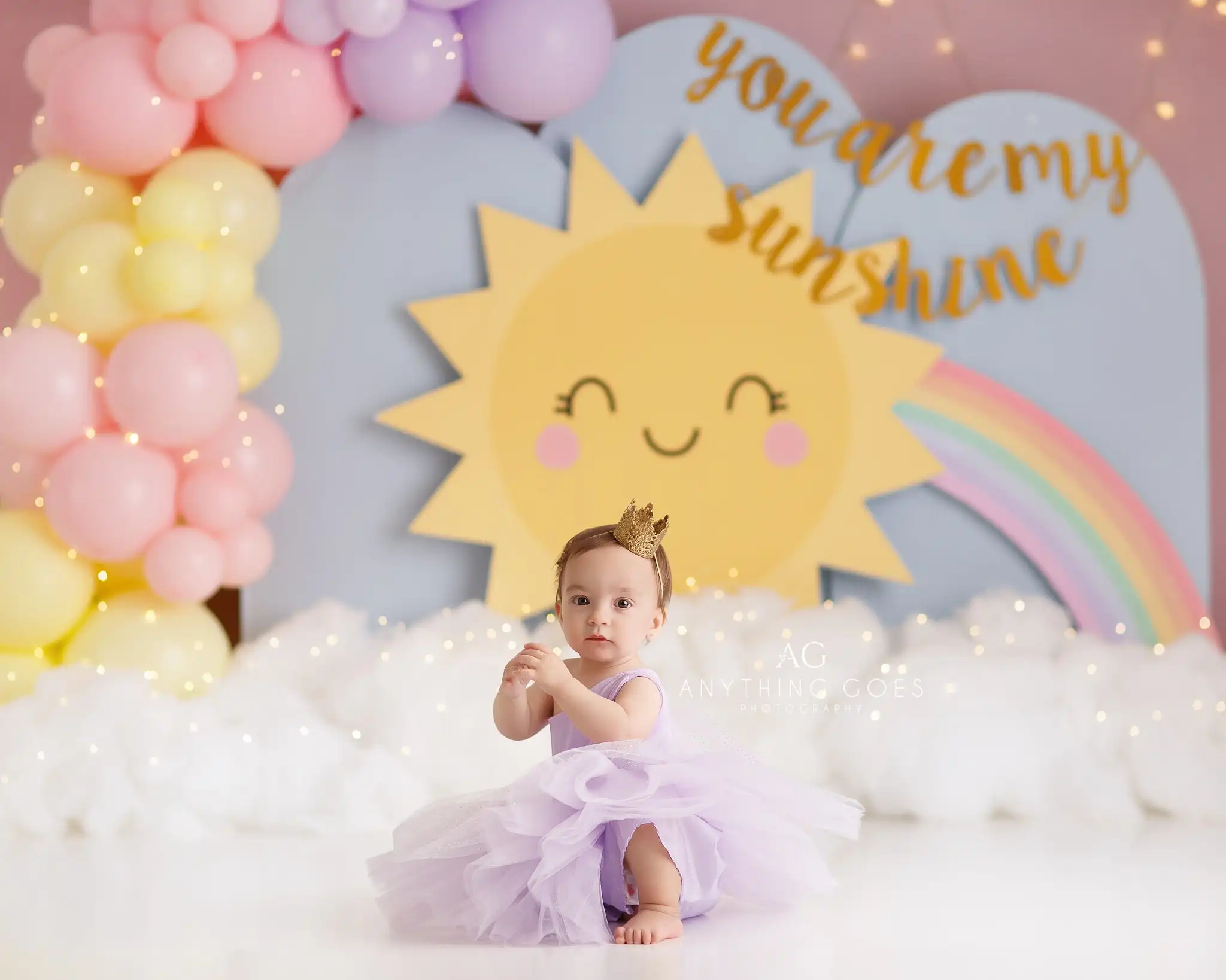 Sunshine Rainbow Balloons Backdrops Kids Girl Photography Props Child Adult Photocall Decors Baby Birthday Cake Smash Background