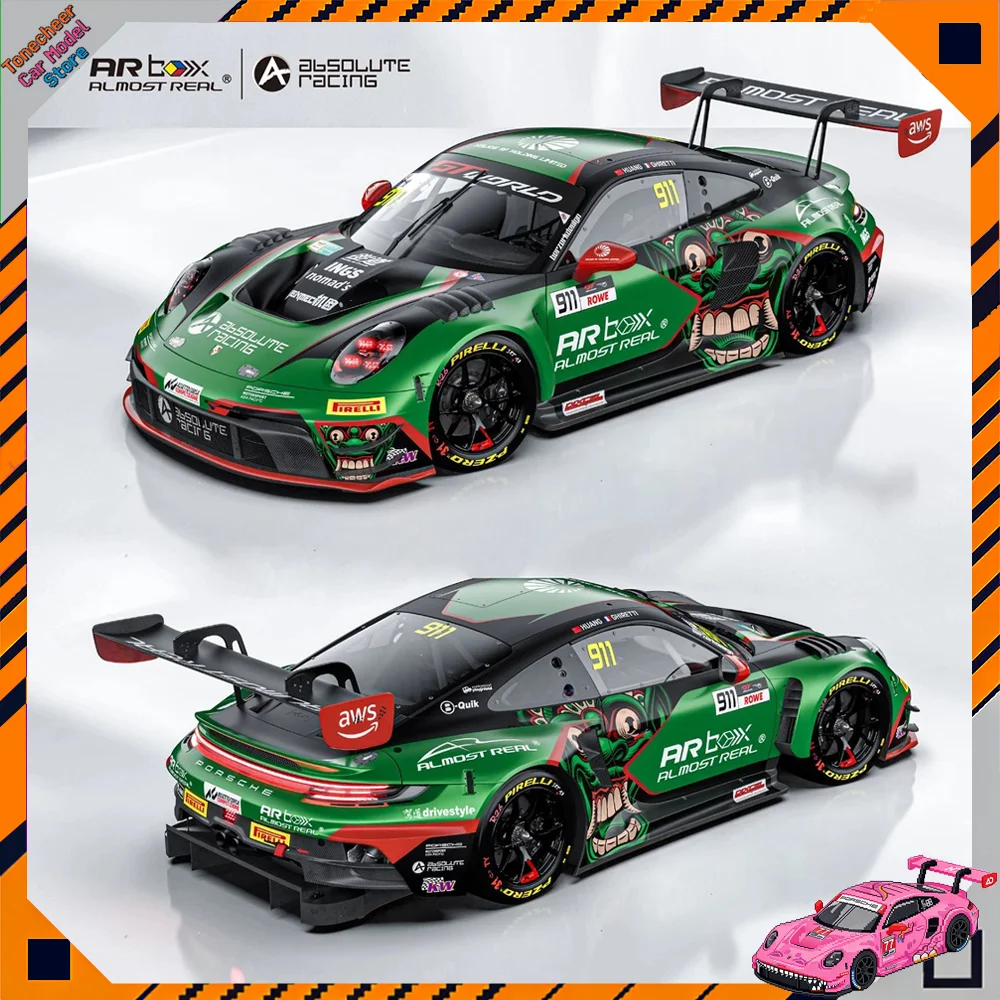 

Almost Real AR Box 1:64 Scale Porsche 911 GT3 R Barong 2026 Mandalika #911 GT World Challenge Asia Alloy Car Model Diecast Toys