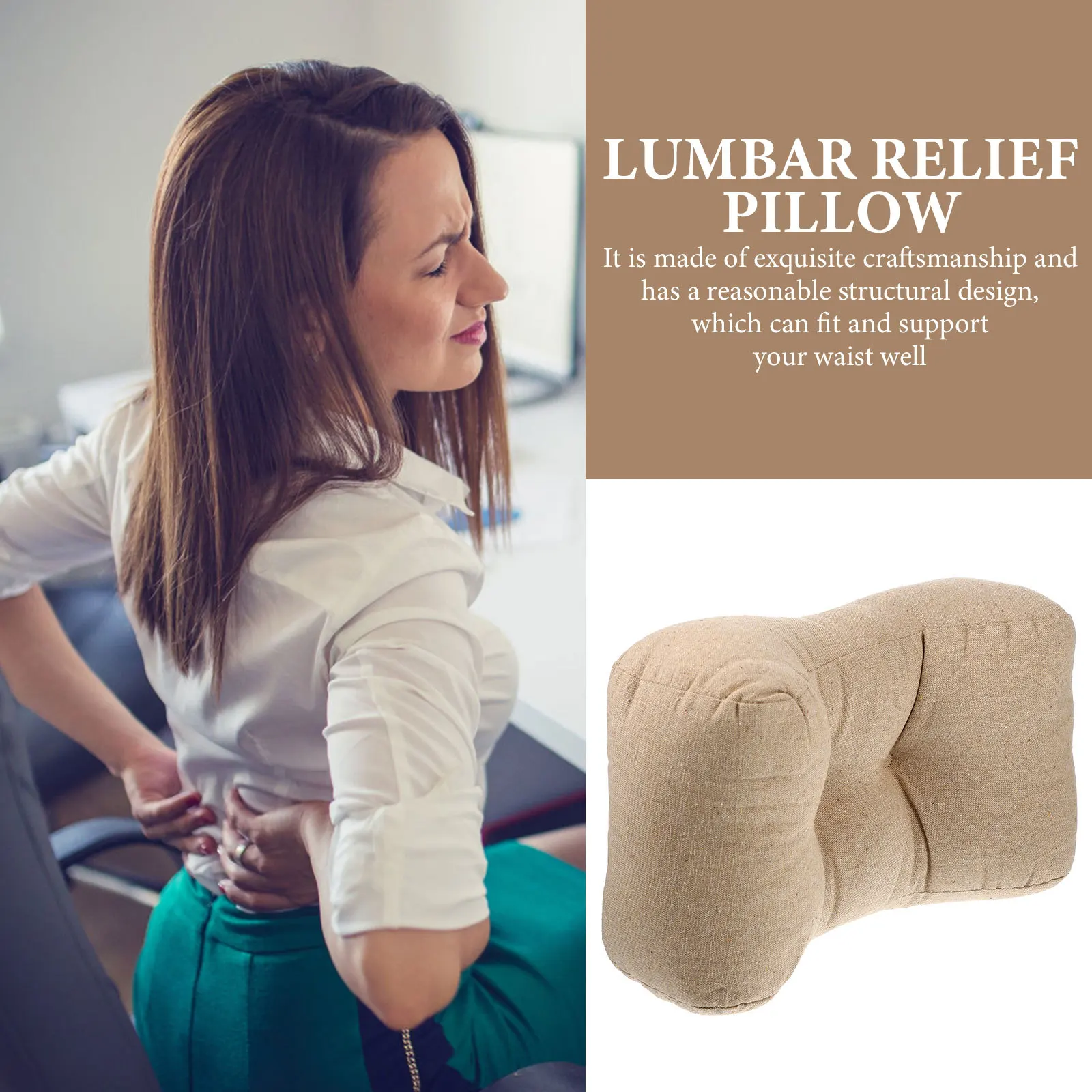 

1pcs Lumbar Support Pillow Cotton Car Back Cushion For Lower Back Pain Relief Office Chair Seat Pad Waist Support Cushion