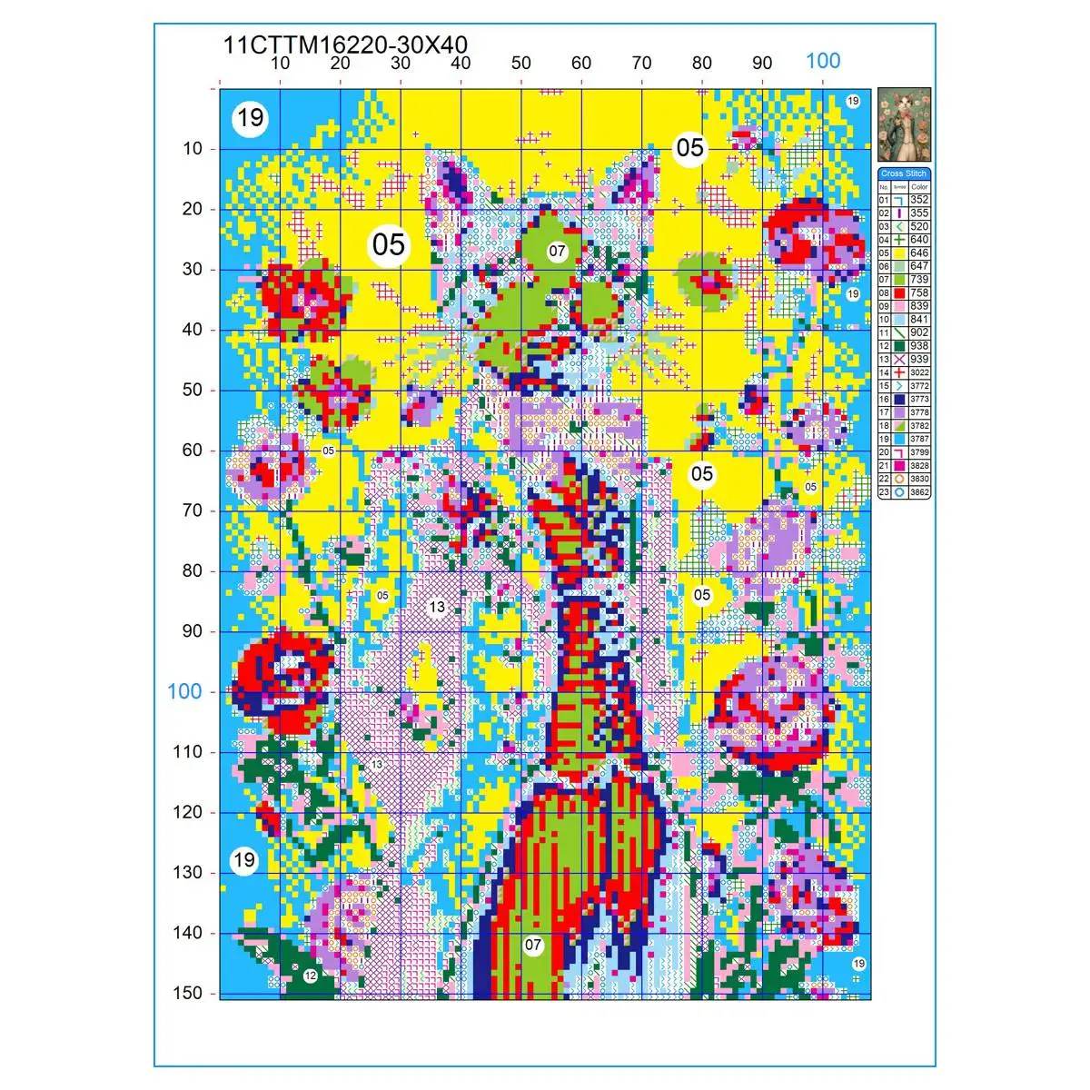 ThreadLux Counted Cross Stitch Kit 30x40cm/11.8x15.7in Easy-to-Follow Holiday Gift Family Decorative Cross-Stitching Set