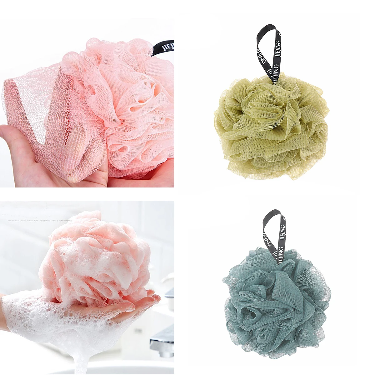 1pcs Soft Bath Scrub Bath Ball Body Clean Bath Puff Bathroom Supplies Flower Bubble Shower Sponge Back Green/Pink/Blue Brush