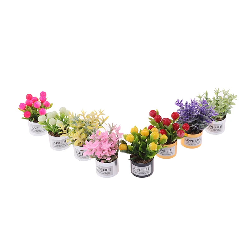 Mini Flower Potted For Green Plant In Pot Simulation Plants 1:12 Dollhouse Miniature Doll House Furniture Home Decoration