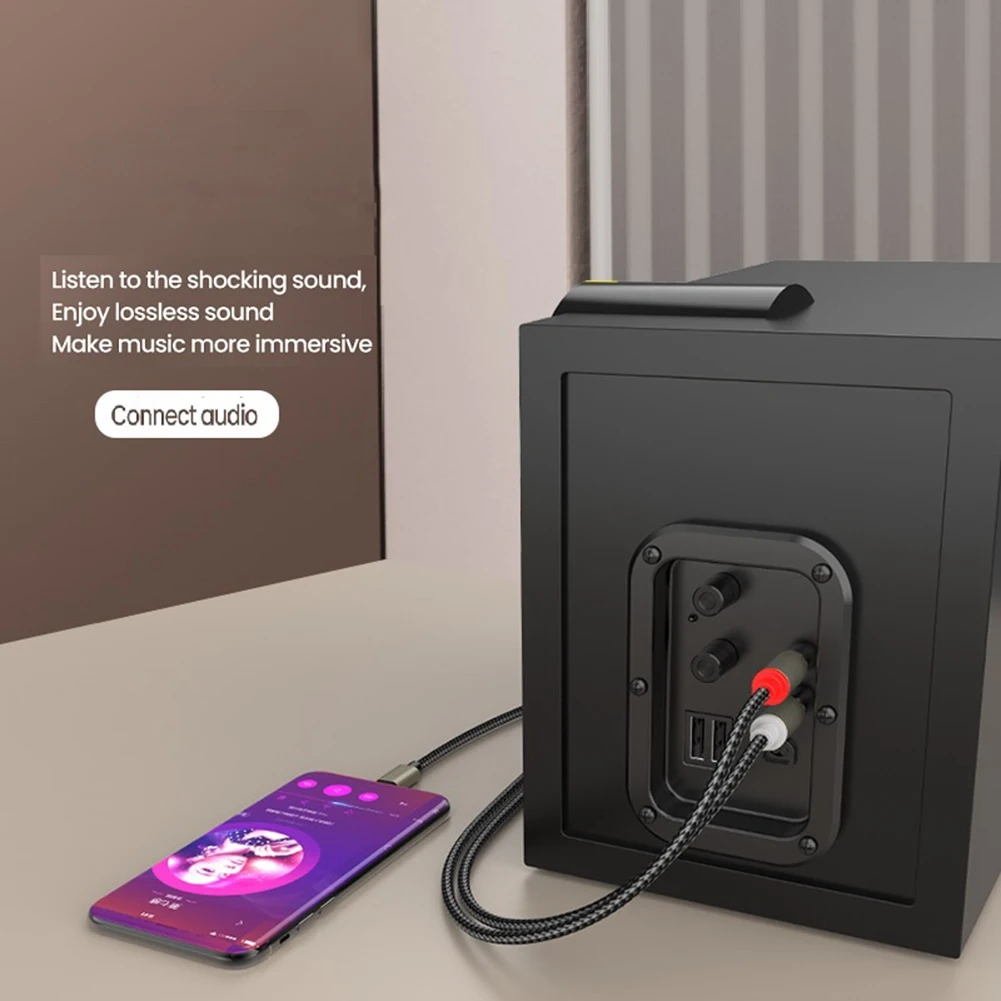 محول كابل صوت USB C إلى 2RCA ، نوع C إلى ثنائي RCA ، سلك فيديو USB ، متوافق مع الهاتف ، الجهاز اللوحي ، 1 متر