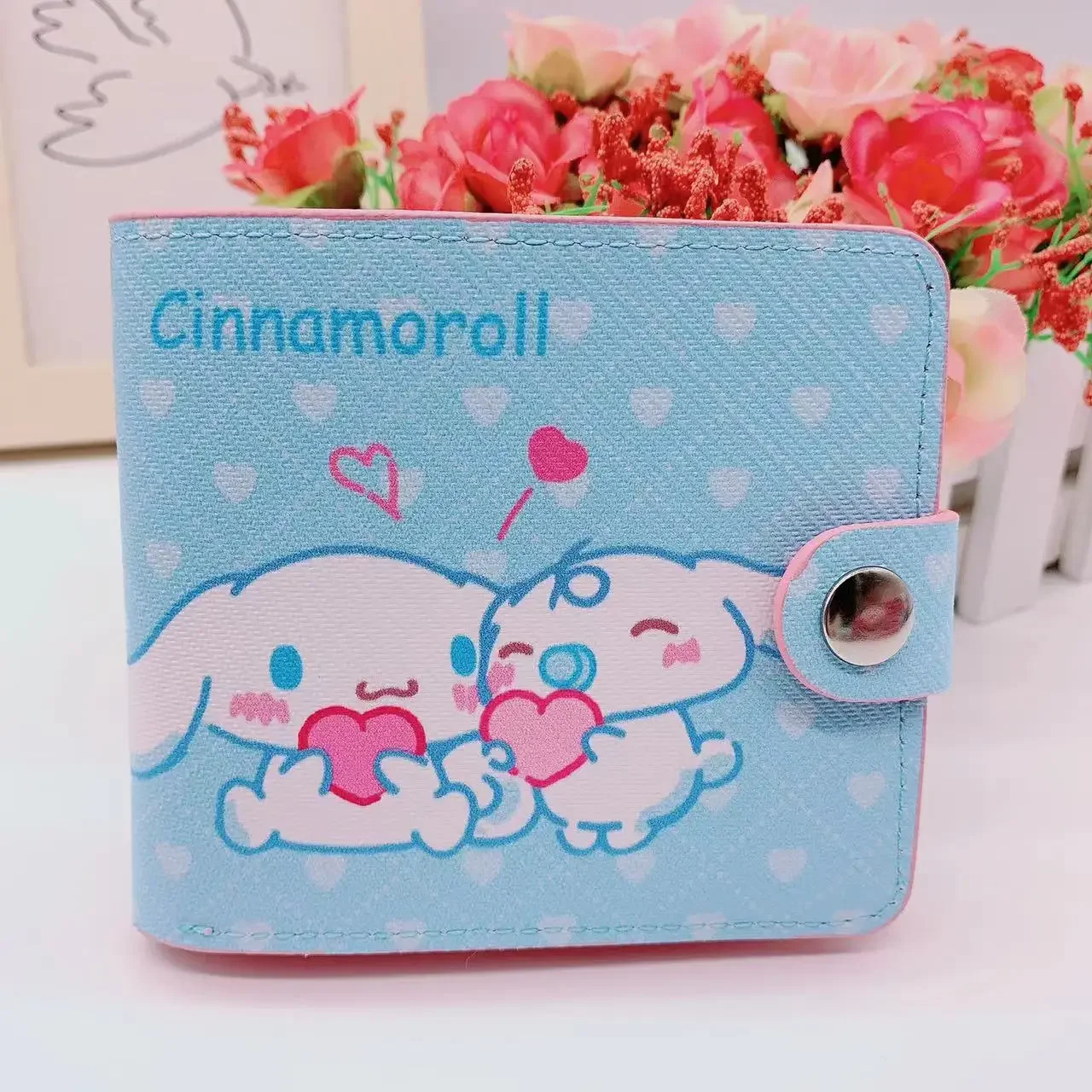 Sanrio-cartera de PU con estampado de dibujos animados para mujer, monedero de Hello Kitty, Kulomi Melody, Cinnamoroll, portatarjetas de