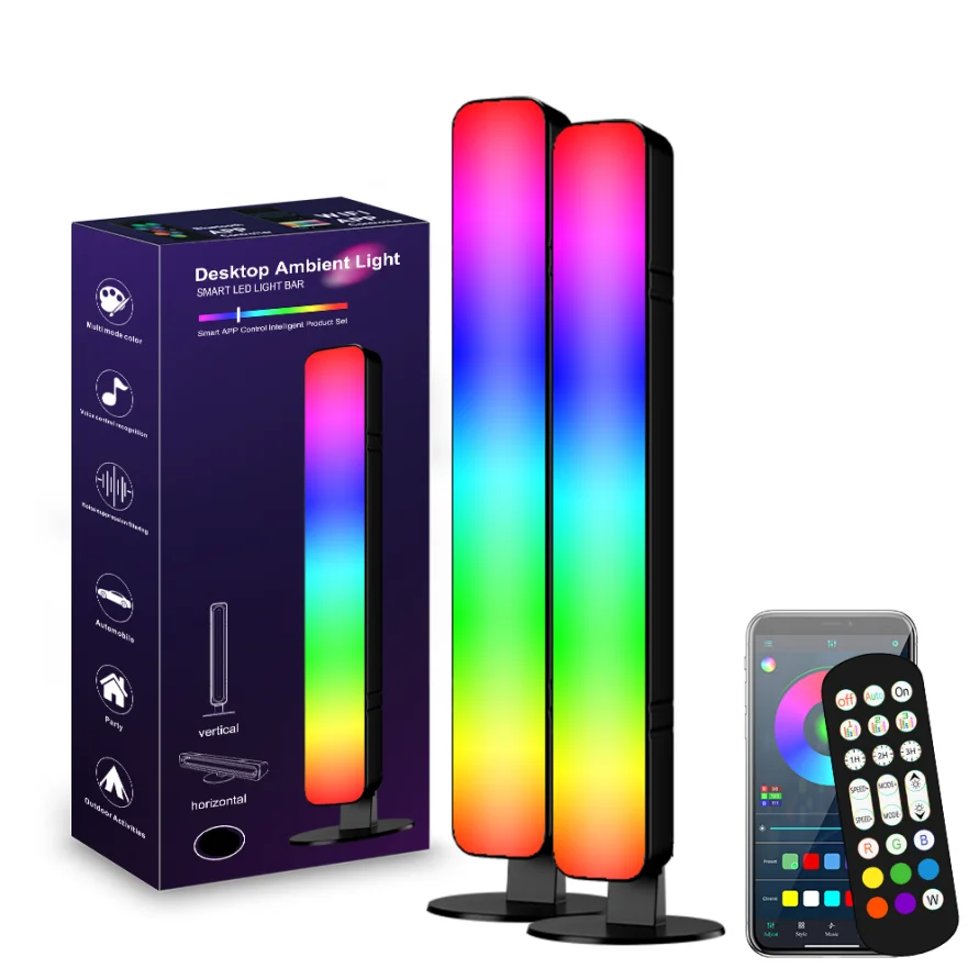 

Настольная RGB-лампа с голосовым управлением, музыкальная атмосферная подсветка, интеллектуальное дистанционное управление, изменение цвета, многофункциональный светодиодный декор