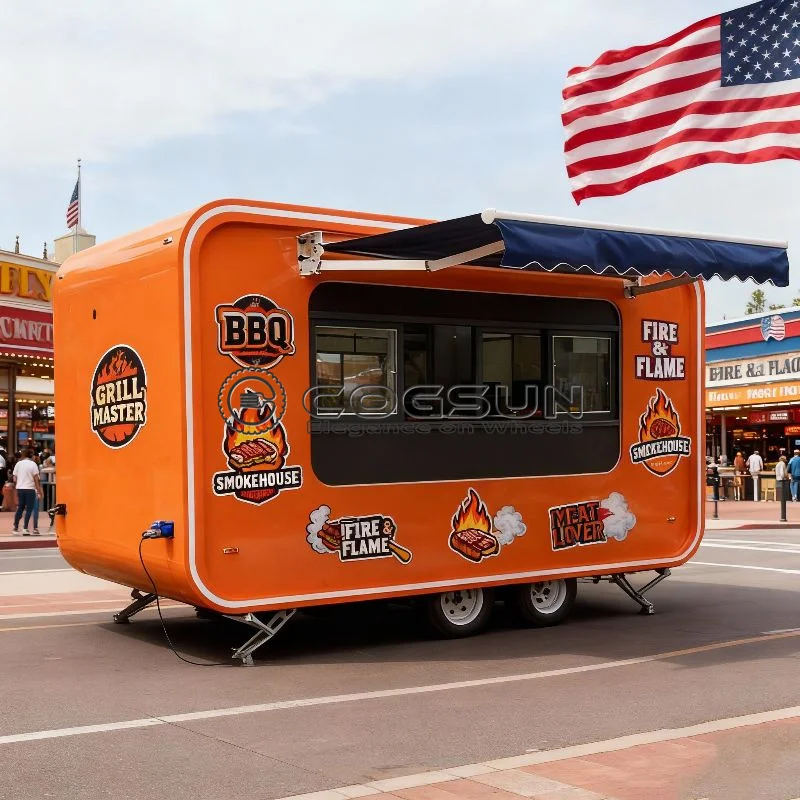COGSUN New Model Fully Equipped Food Truck Trailer Full Kitchen Mobile Pizza Wings Fries Taco BBQ Ice Cream Coffee Bar