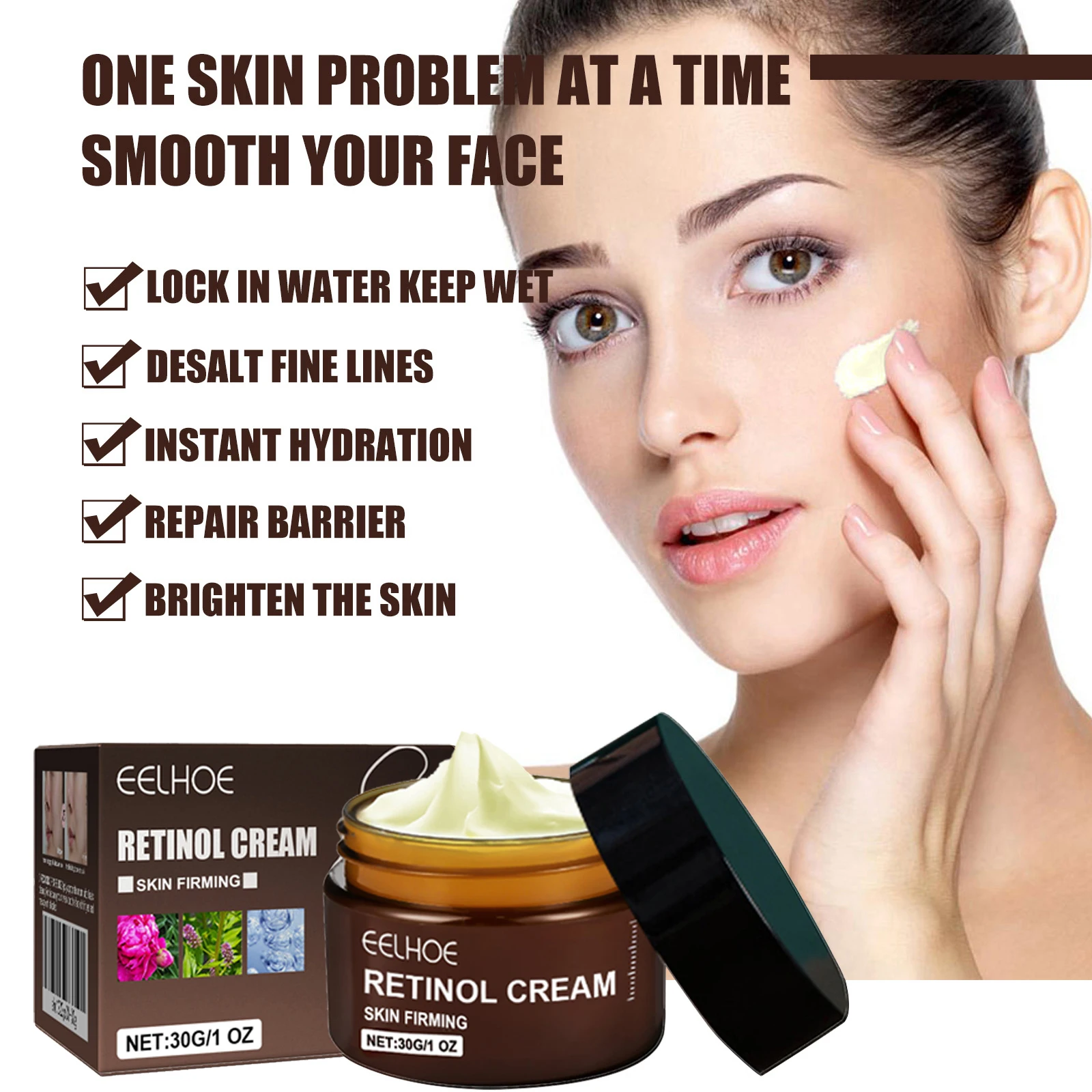 Retinol Face Cream Anti Aging Firming Brightening Skin Tone Moisturizing Facial Skin Care Cream Wrinkle Lightening Deep Hydration Night Treatment Collagen Elasticity Booster Nourishing Face Moisturizer Home Tool Kit Set Plus Pro Safe Fast Easy Daily Life