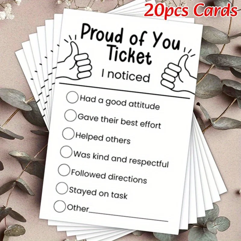 

20-Pack Minimalist Proud of You Recognition Cards, Employee Appreciation Shout Outs, Co-worker, Student, Teacher Acknowledgment