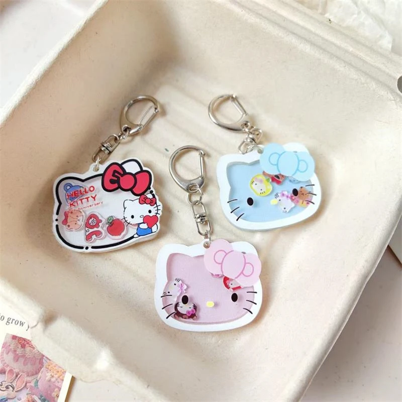 Cartoon Cute Sanrio Hello Kitty Shaking It Keychain Pendant Girly Sweet Bag Hanging Couple Backpack Acrylic Accessories Gifts