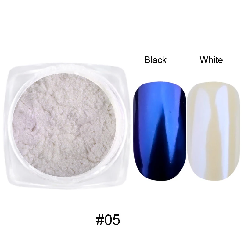 1/2pc perlweiß Meerjungfrau Aurora Chrom Nagel pulver Metallic Neon Regenbogen Staub Nail Art Gel politur liefert Spiegel Chrom Pulver
