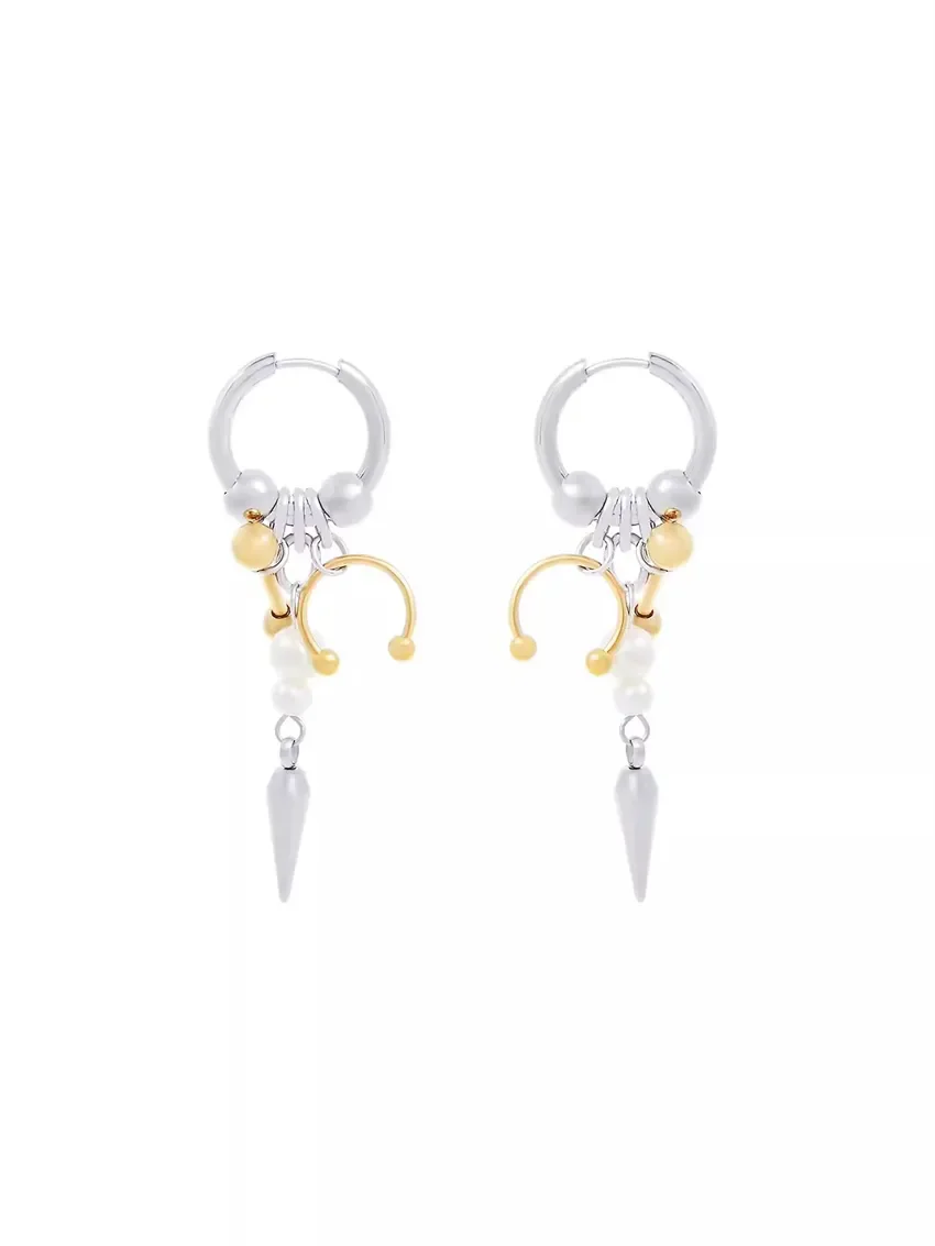High end Pearl Cone Earrings for Men and Women Niche Tassel Metal Punk Hip Hop Street Party Charm Jewelry