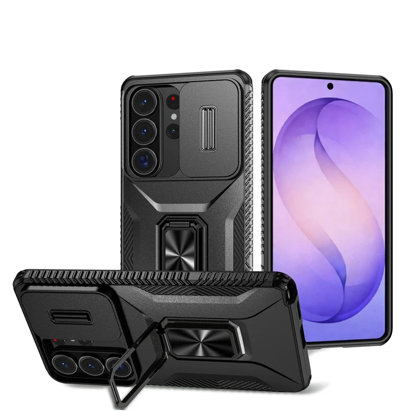 Armor Magnetic Ring Shockproof Case For Samsung Galaxy S26 Ultra S26 Plus S25 Edge S25 Ultra 16A Camera Lens Protection Cover