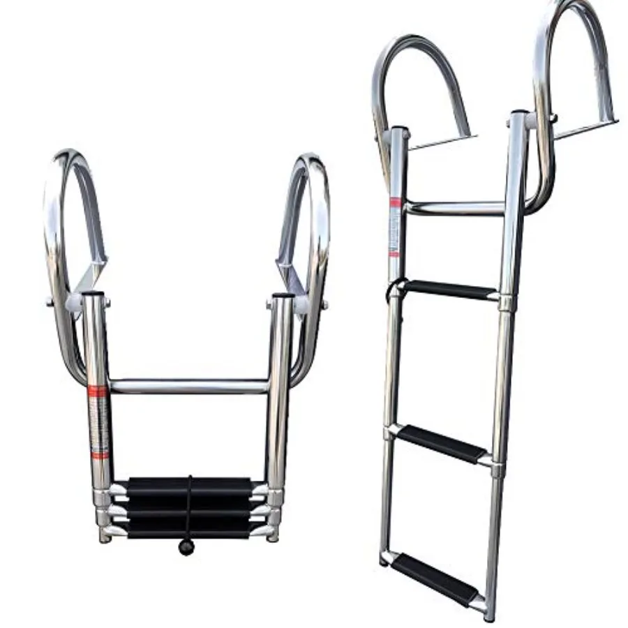 

Pontoon Boat Ladder Stainless Steel 3 Step Telescoping Boat Boarding Ladder with Wide Steps Folding Boat Swim Ladder Dock Ladde