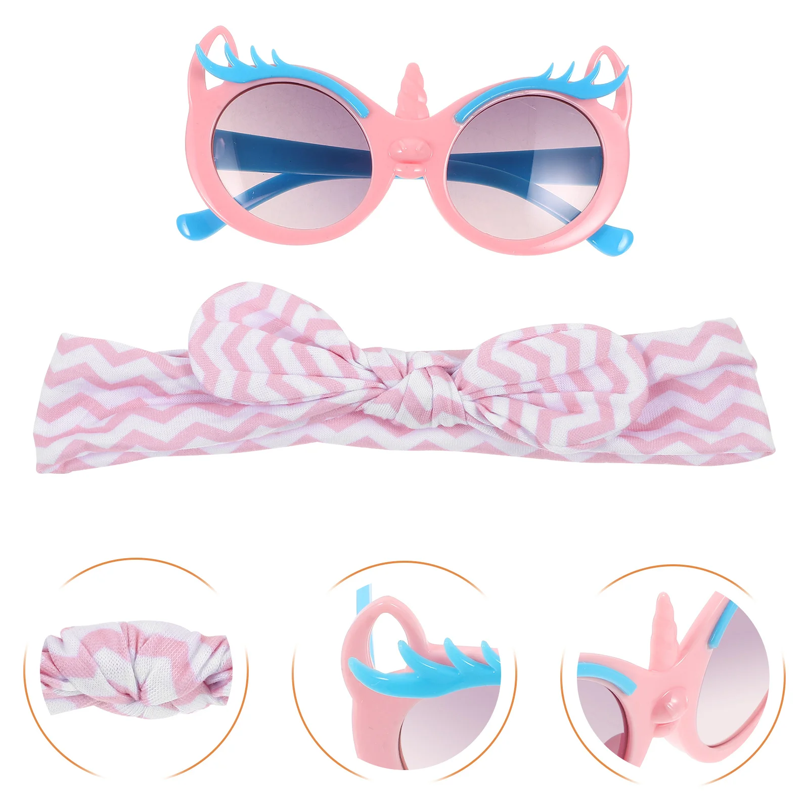 

1Set Unicorn Sunglasses Kids Hairband Cartoon Lightweight Uv Protection Cute Fashionable Decorative Glasses Picnic Travel