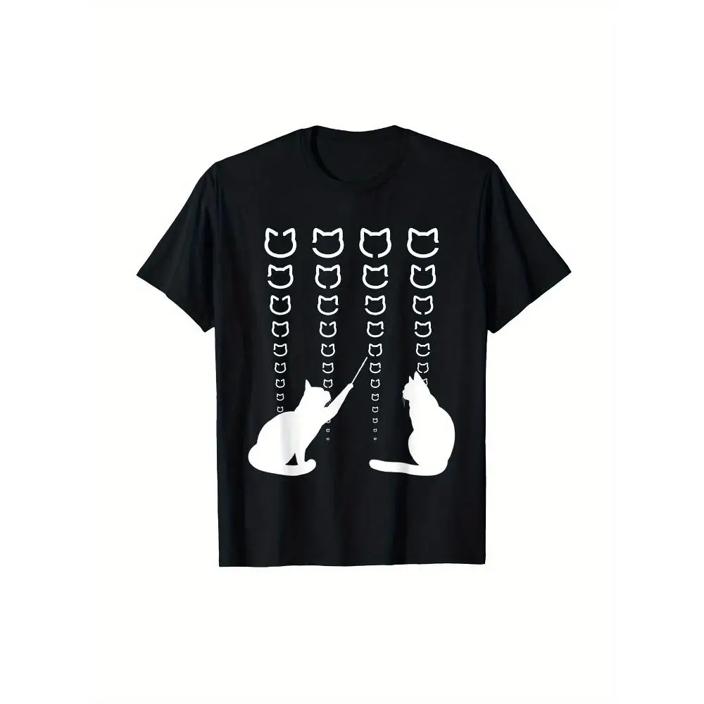 Cat Eye Test Design Silhouette Cat T Shirt Men Women Monochrome Black White Design Black Cat Animal Funny Short Sleeve Crew