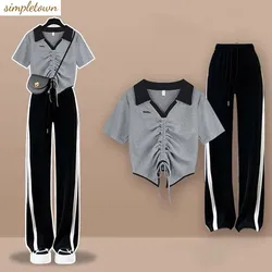 Slim and Spicy Girl Set Wide Legged Pants 2024 Spring/Summer New Women's Casual High End Versatile Two Piece Set