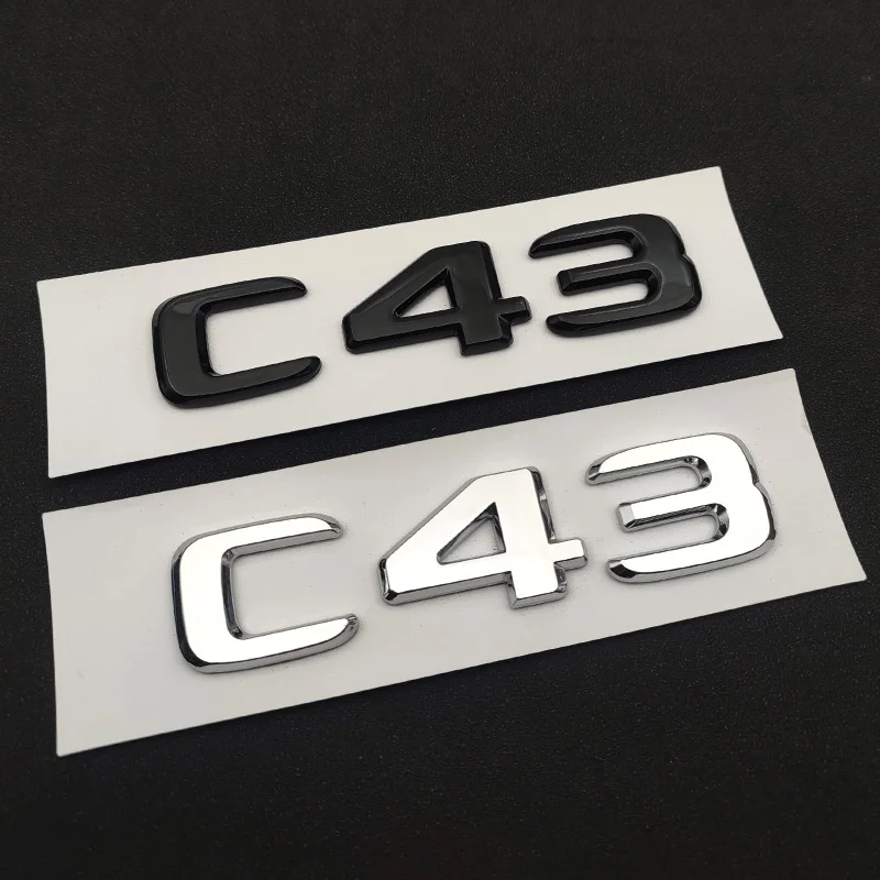 3d ABS Chrome Black C 43 Logo C43 Emblem Letters Car Rear Trunk Badge for W203 W204 W205 C43 Sticker Accessories