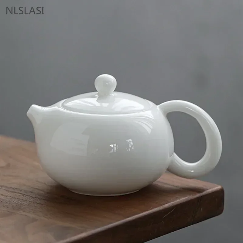 210ml Dehua Ceramic Tea Set Handmade Xishi Filter Tea Pot Custom Portable Outdoor Teaware Chinese White Porcelain Beauty Teapot