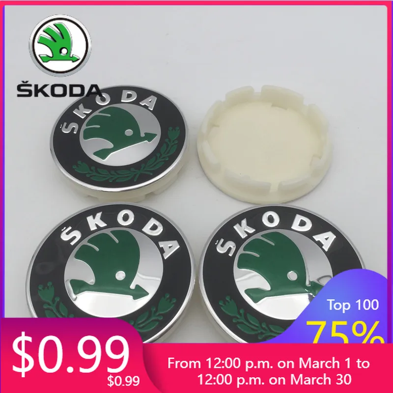 

Car Sticker 2025 New 4pcs 3D 56mm For Skoda Car emblem Wheel hub Center Cap Badge covers sticker Decals Styling accessories