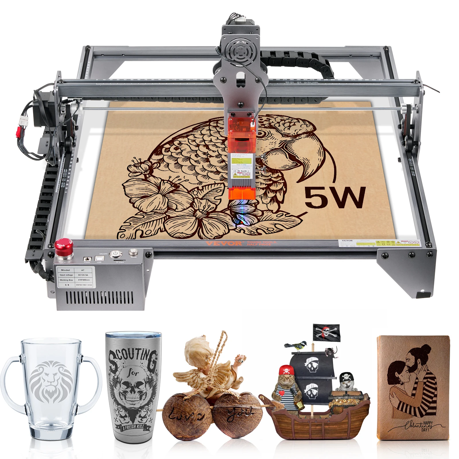 VEVOR Laser Engraver, 5W Output Laser Engraving Machine, 16.1