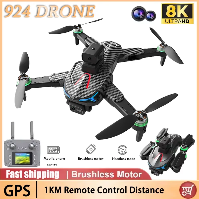 

924 RC Drone With 8K Camera 1080P HD Wide Angle Foldable WIFI FPV Drone Height Hold Kid Birthday Gift Toy For Aerial Photography