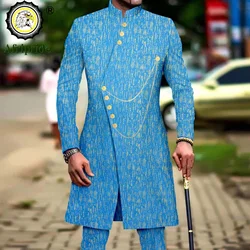 Men`s Suit African Clothing Dashiki Printed Jacket and Ankara Pants 2 Piece Set Dress Suit Ankara Attire for Wedding A2316014