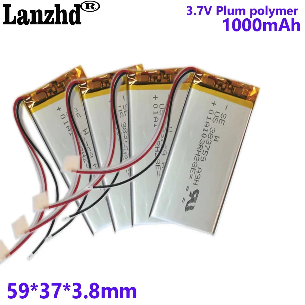 383759 3.7V polymer lithium battery 1000MAH For SONY Medical product monitoring equipment digital products with three lines