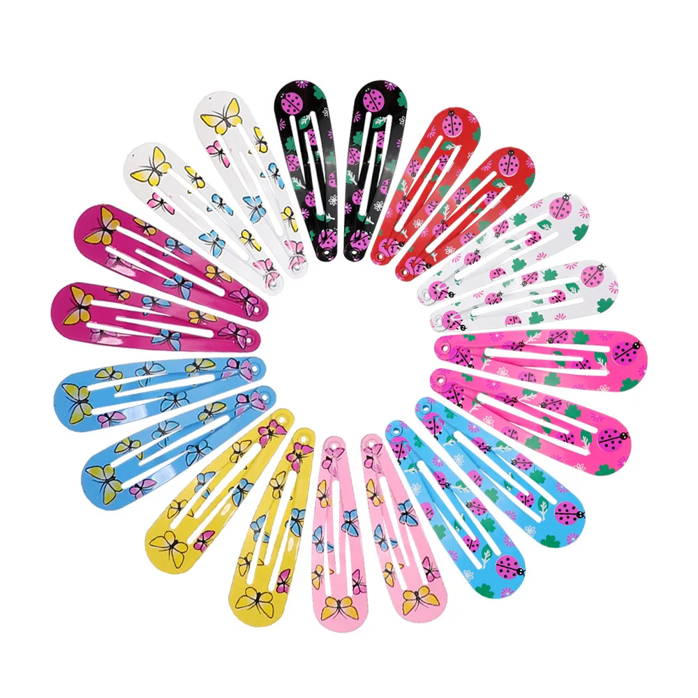 40Pcs/Lot Hair Accessories Girls Hairpin Print Cartoon Fruit Animal Flower Hair Clip Cute Powder Hairgrip New Children Headdress