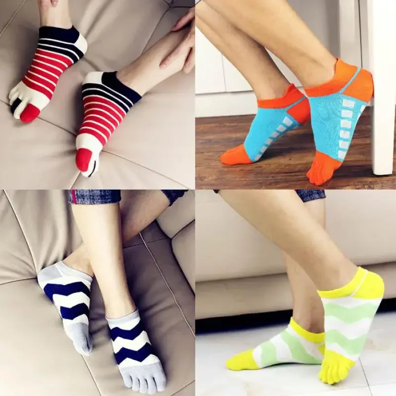 

Носки с пятью пальцами, летние дышащие сетчатые дезодорирующие хлопковые тонкие мужские носки для защиты пятки, носки с разделенным носком