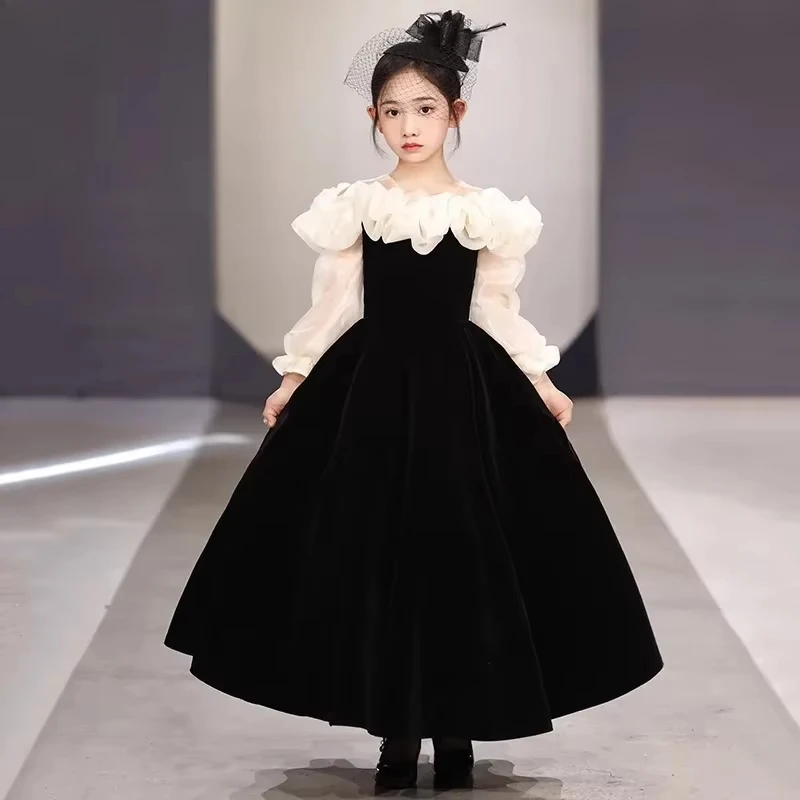 2026 Girls Birthday Party Dresses Costume Performance Clothes Children's Host Piano Kids Infant Elegant Princess Spring Dress