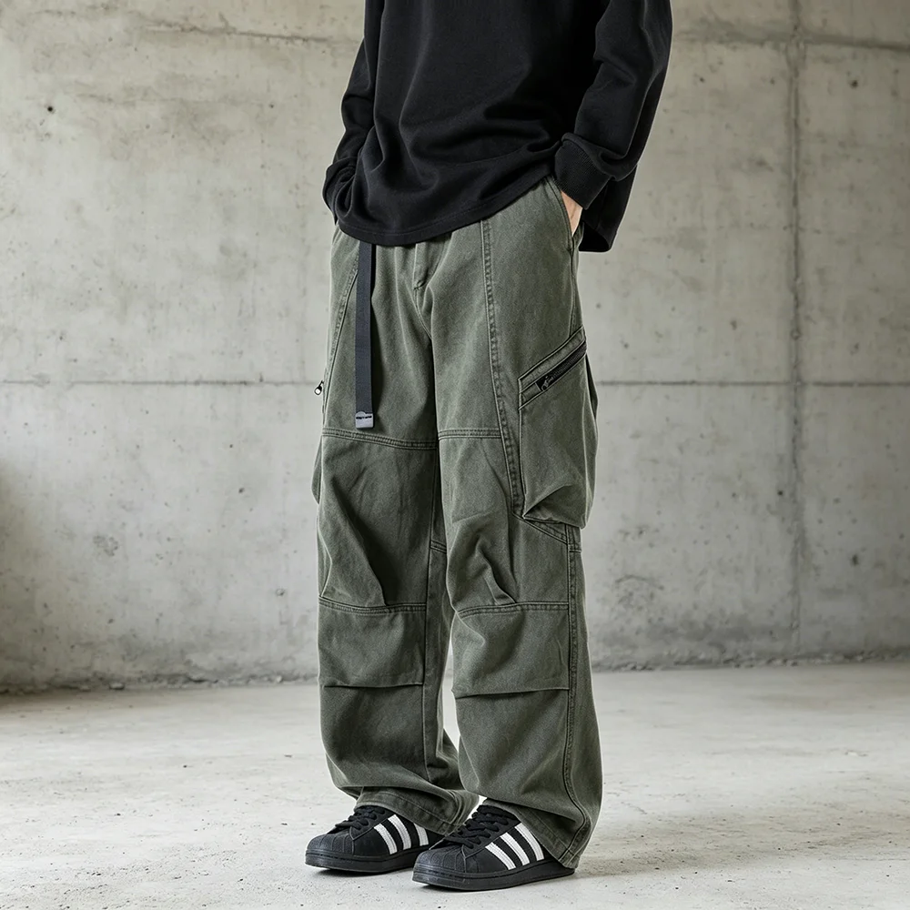 

Autumn Winter New Cotton Overalls Multi-pocket Straight Trendy Men's Overalls Men Clothing Cargo Pants Trousers Pantalon Homme