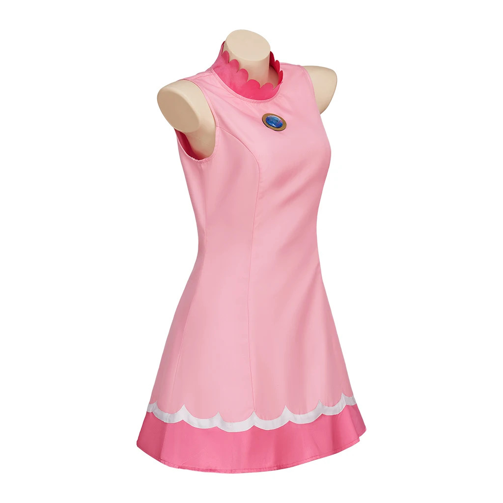 Pink Peach Cosplay Dress para Mulheres, Tennis Wear Sem Mangas, Game Cosplay Costume, Halloween Carnival Party, Stage Outfits, Girls