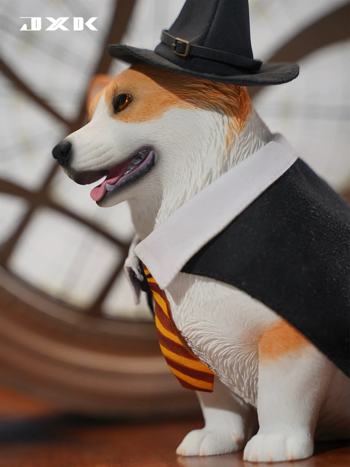 JXK X2302 1/6 Scale Cute Pet Corgi Dog with Cloth Simulated Animal Model Resin for Action Figures Body Desktop Ornament