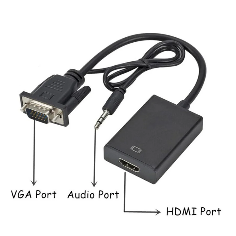 Grwibeou-Cable convertidor de 1080P VGA a HDMI para PC, portátil, proyector HDTV, adaptador compatible con HDMI