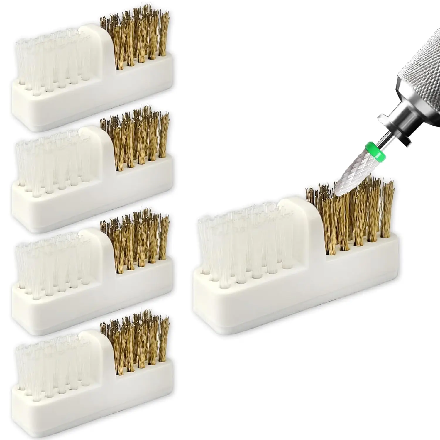 5Pcs Nail Drill Bit Brush Set Brass Wire Nail Essential Tools Acrylic Gel Nail Accessories