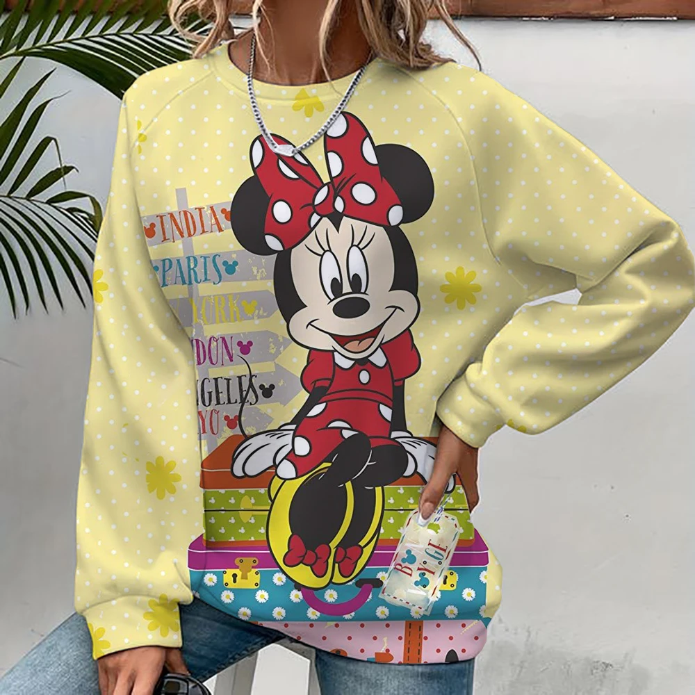 O Neck Disney Mickey Mouse Long Sleeve Sweatshirts Autumn Pullovers Youthful Woman Clothes 2024 S-3XL Party High Quality New