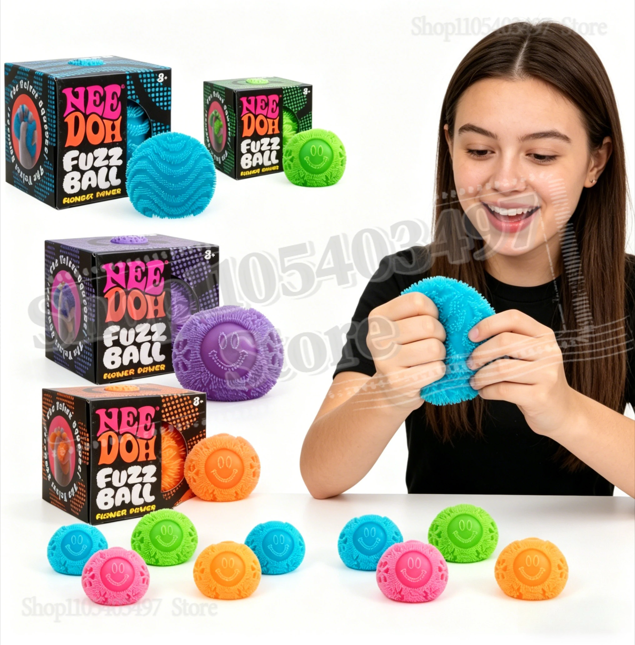 

Soft Fluffy Flower NDoh Fuzz Ball Wonder Waves Sensory Squeeze Toy Textured Stress Relief Fidget Ball for Adults Kids