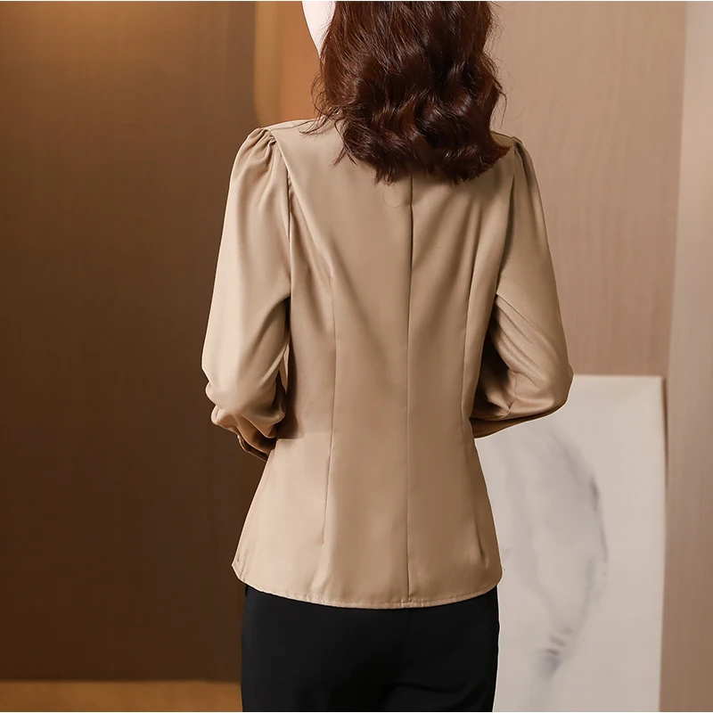 Autumn 2021 Women Blazer jacket Elegant Slim Patchwork Lace Suit Blazer V-neck Long Sleeve Single Button Office lady shirt